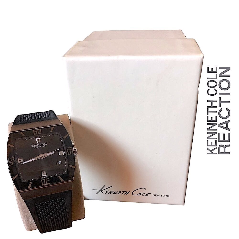 Kenneth Cole Reaction Stainless Steel Quartz Watch/Black Tone + Silicone Strap